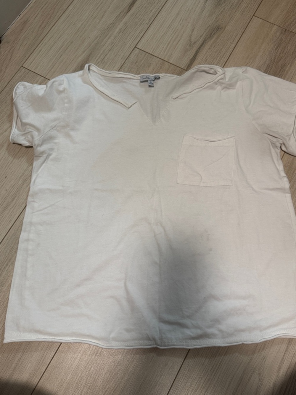 white birch Cream Short Sleeve V-Neck Pocket Tee